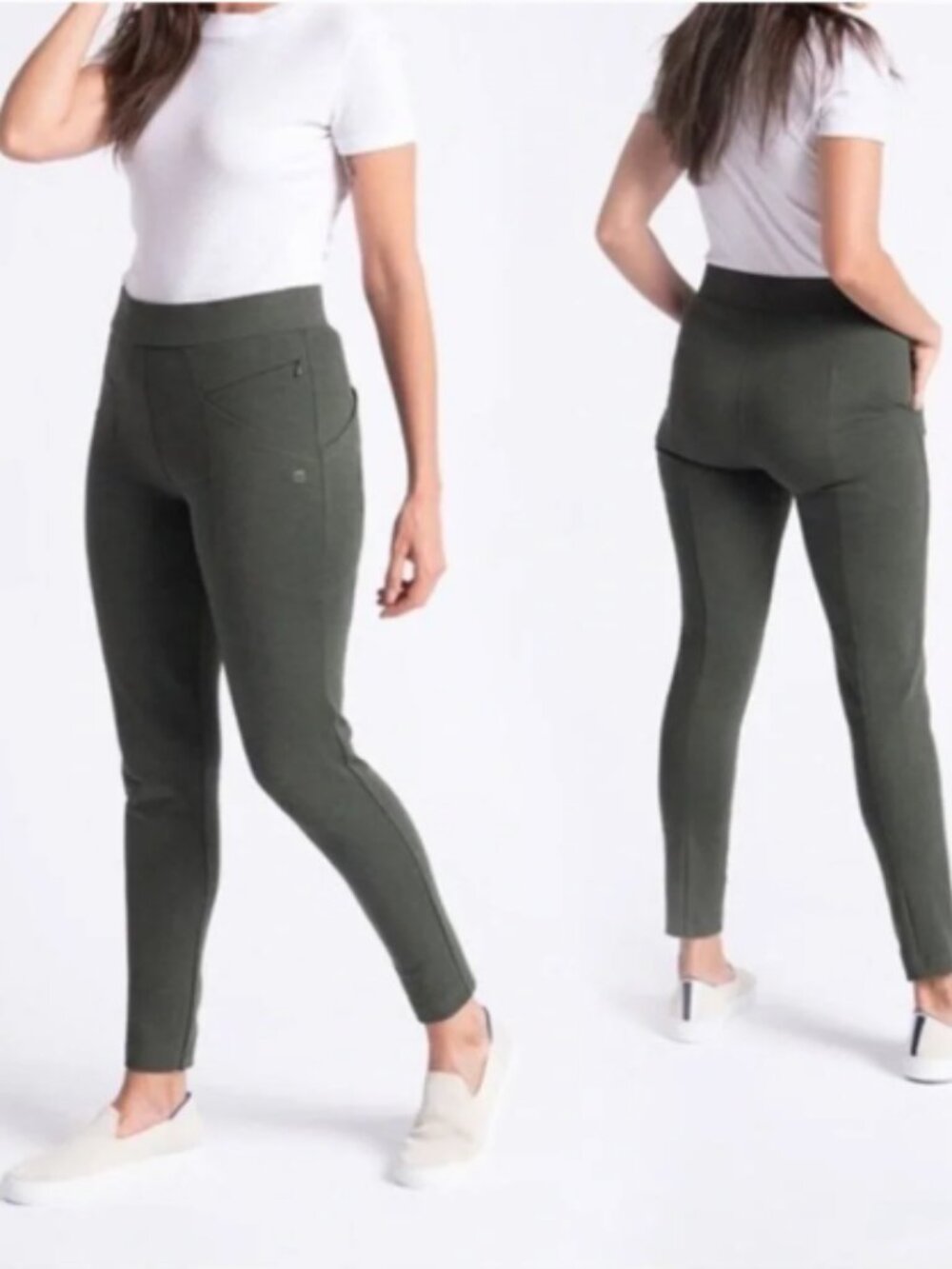 Betabrand Journey DPYP™‎ Dress Pant Yoga Pant | Skinny | Olive Green Medium Long